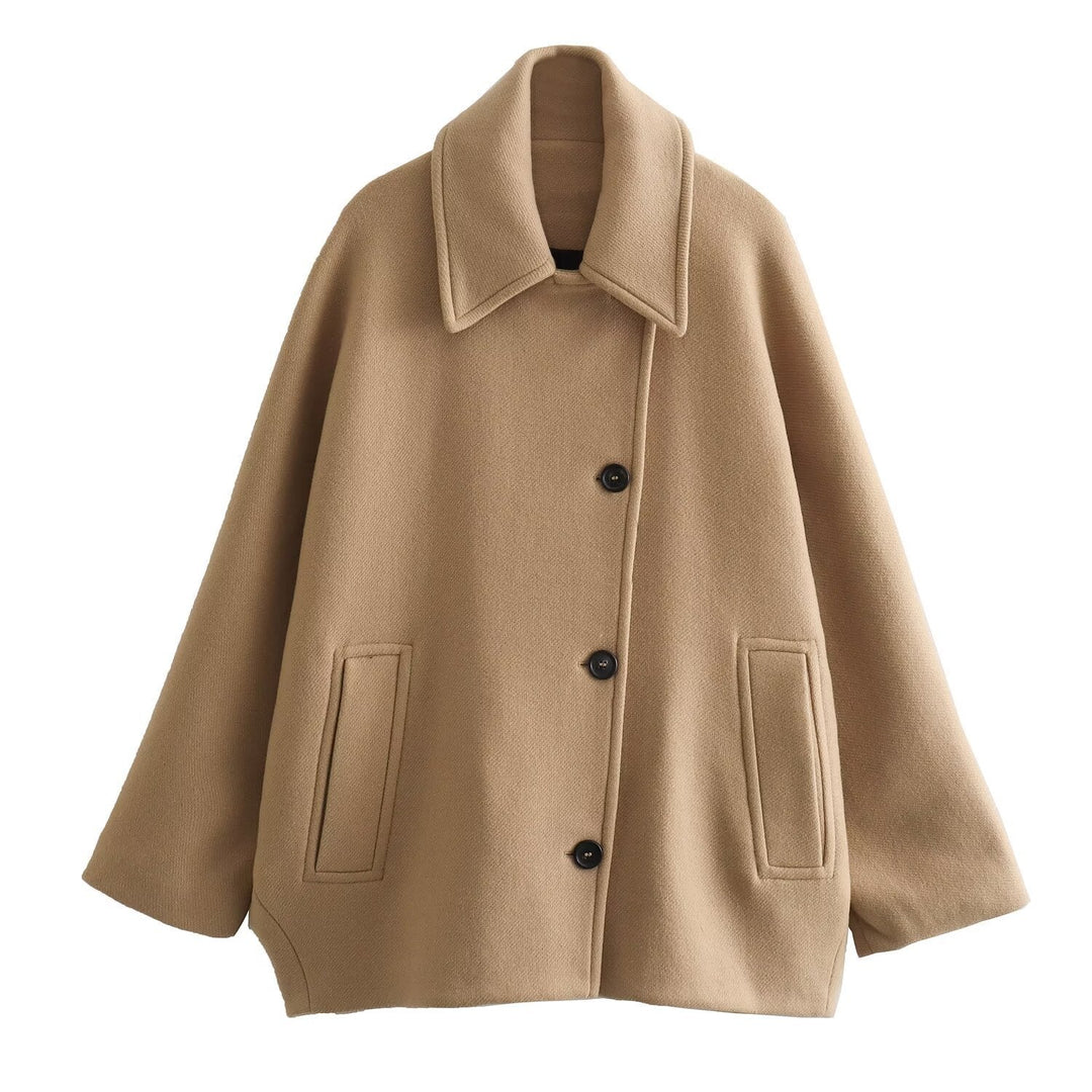 Levoire | Chic Français Veste, Col Polo, Mélange Veste À Manches Courtes Khaki