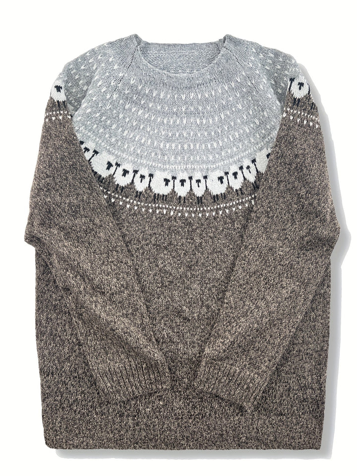 Levoire | Pull D'Hiver Élégant Avec Motif Jacquard Moutons
