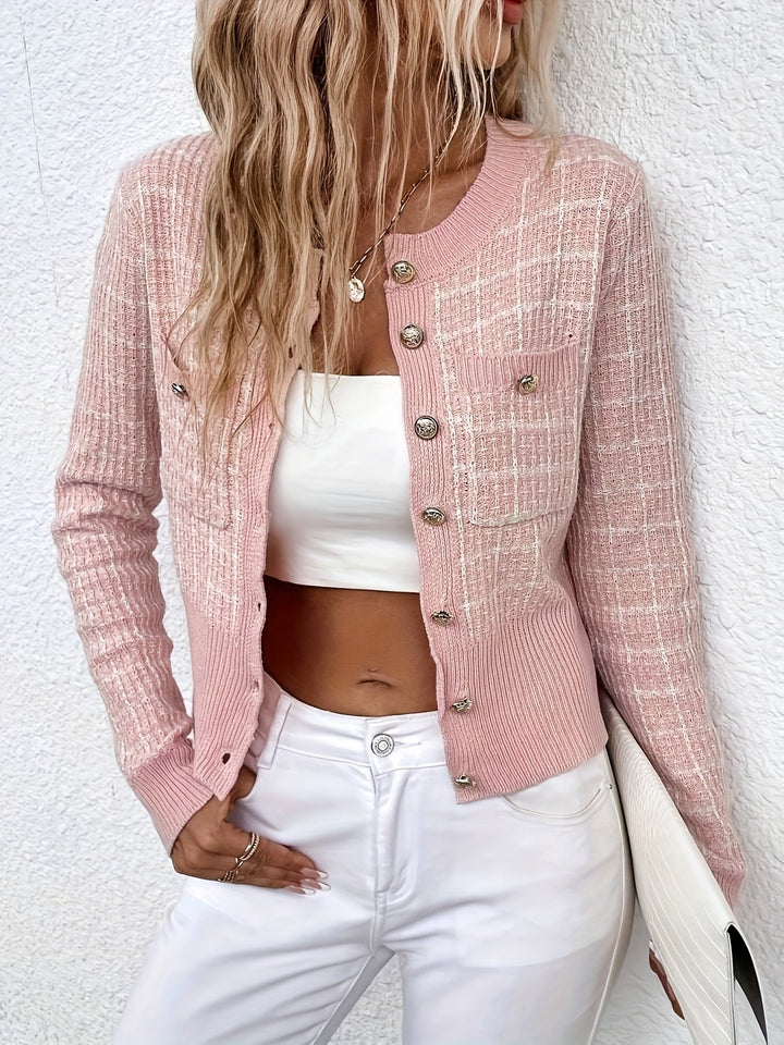 Levoire | Pull En Tricot À Rayures À Manches Longues Avec Boutons Et Poche Rosa