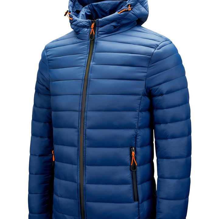 Levoire | Veste En Nylon Léger Matelassée Pour Hommes Avec Capuche Bleu