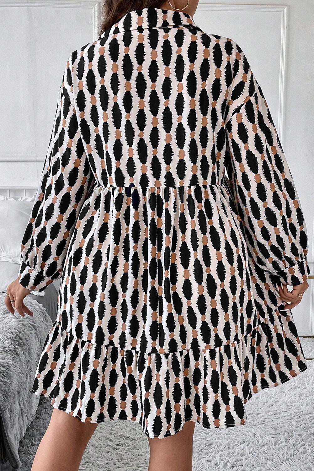 Levoire | Robe Mini Avec Décolleté En V Rayé Et Impression Géométrique Pour Femmes