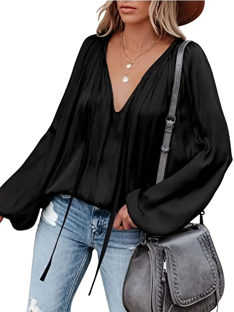 Levoire | Blouse En Satin Pour Femmes Noir