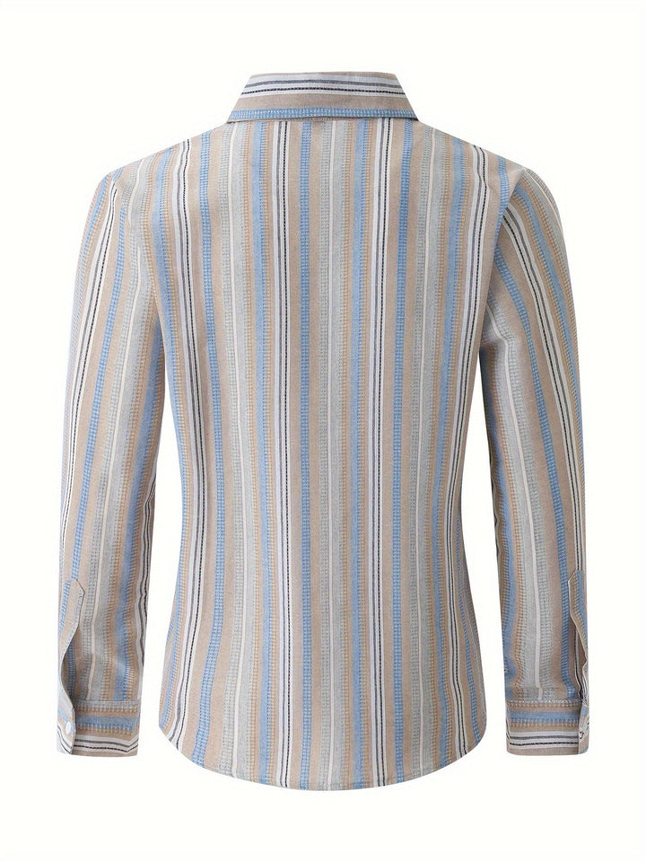 Levoire | Chemise En Coton Lin Rayée Pour Hommes Pour Un Look Décontracté