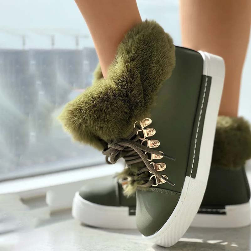 Levoire | À Plateforme En Peluche Chaude Vert
