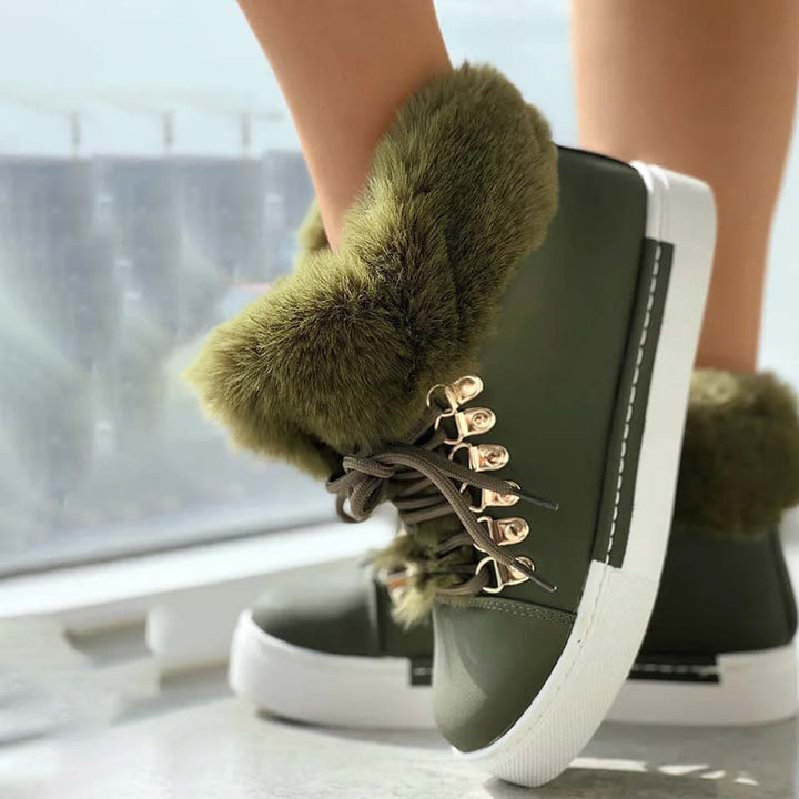 Levoire | À Plateforme En Peluche Chaude Vert