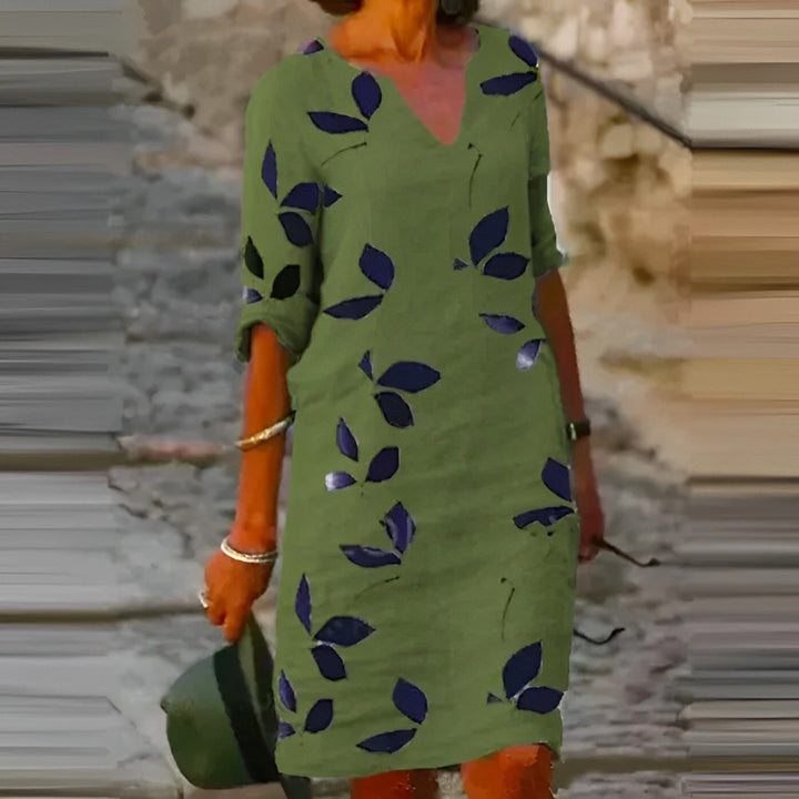 Levoire | Robe D'Été Avec Imprimé Feuillage Vert