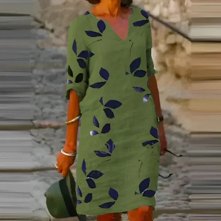 Levoire | Robe Imprimée Feuilles Légère Été Vert