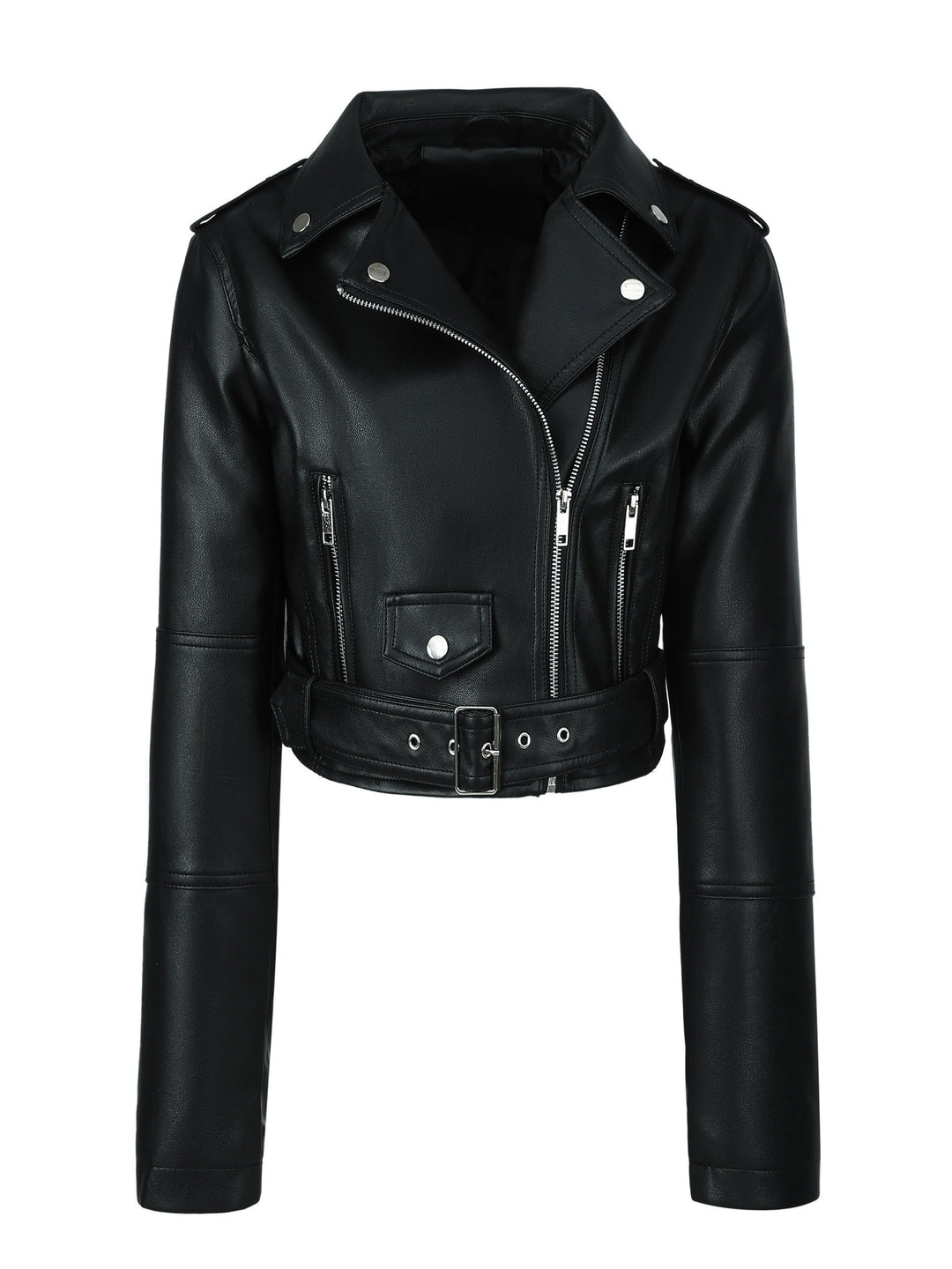 Levoire | Veste En Simili-Cuir Cropped Avec Zip Et Manches Longues Noir