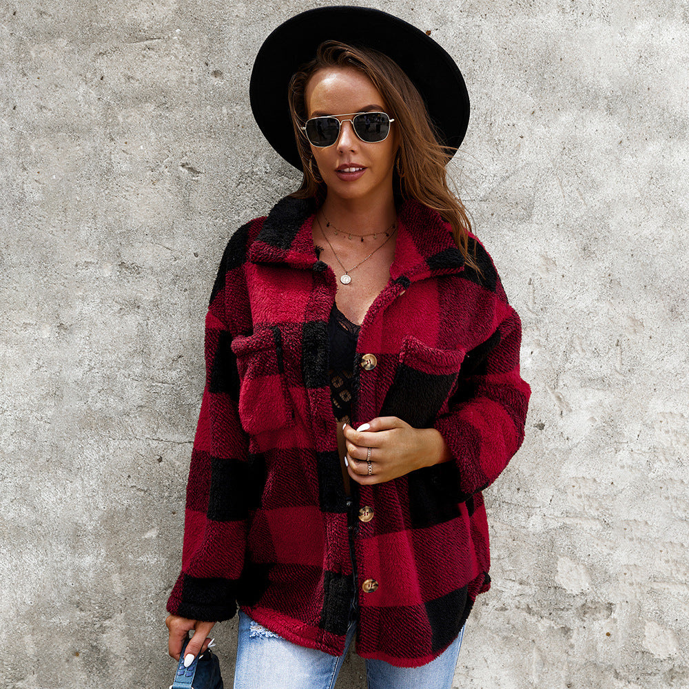Levoire | VESTE EN FOURRURE KARIERTER Rot