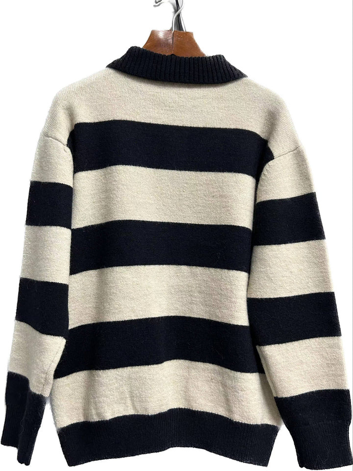 Levoire | Pull À Col Rond Tricoté À Rayures Pour Homme Avec Une Coupe Décontractée