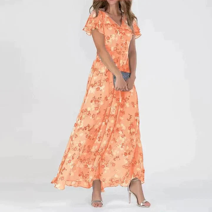 Levoire | Élégant Robe Maxi Multicolore Orange