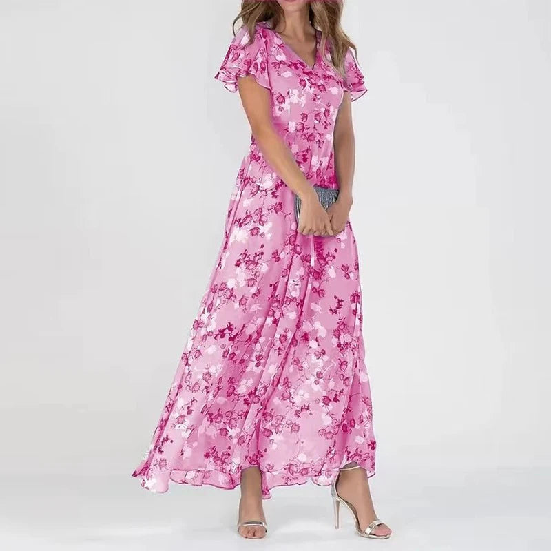 Levoire | Robe Maxi Avec Imprimé Floral Rosa