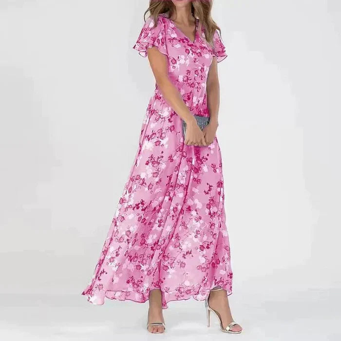 Levoire | Robe D'Été Longue Avec Motif Floral Rosa