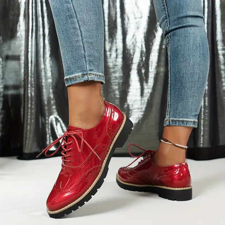 Levoire | Chaussures Vernis De Style Oxford Avec Semelle Épaisse Pour Femmes Rot
