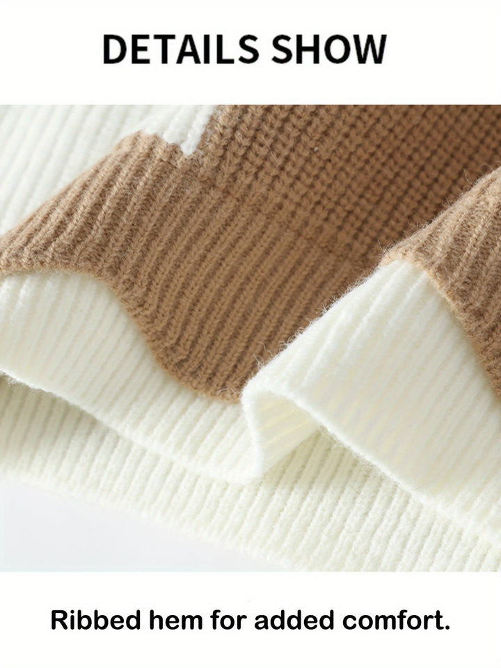 Levoire | Sweats En Laine Tricotés Élégants Avec Des Couleurs Contrastées Et Un Motif Géométrique Chaud