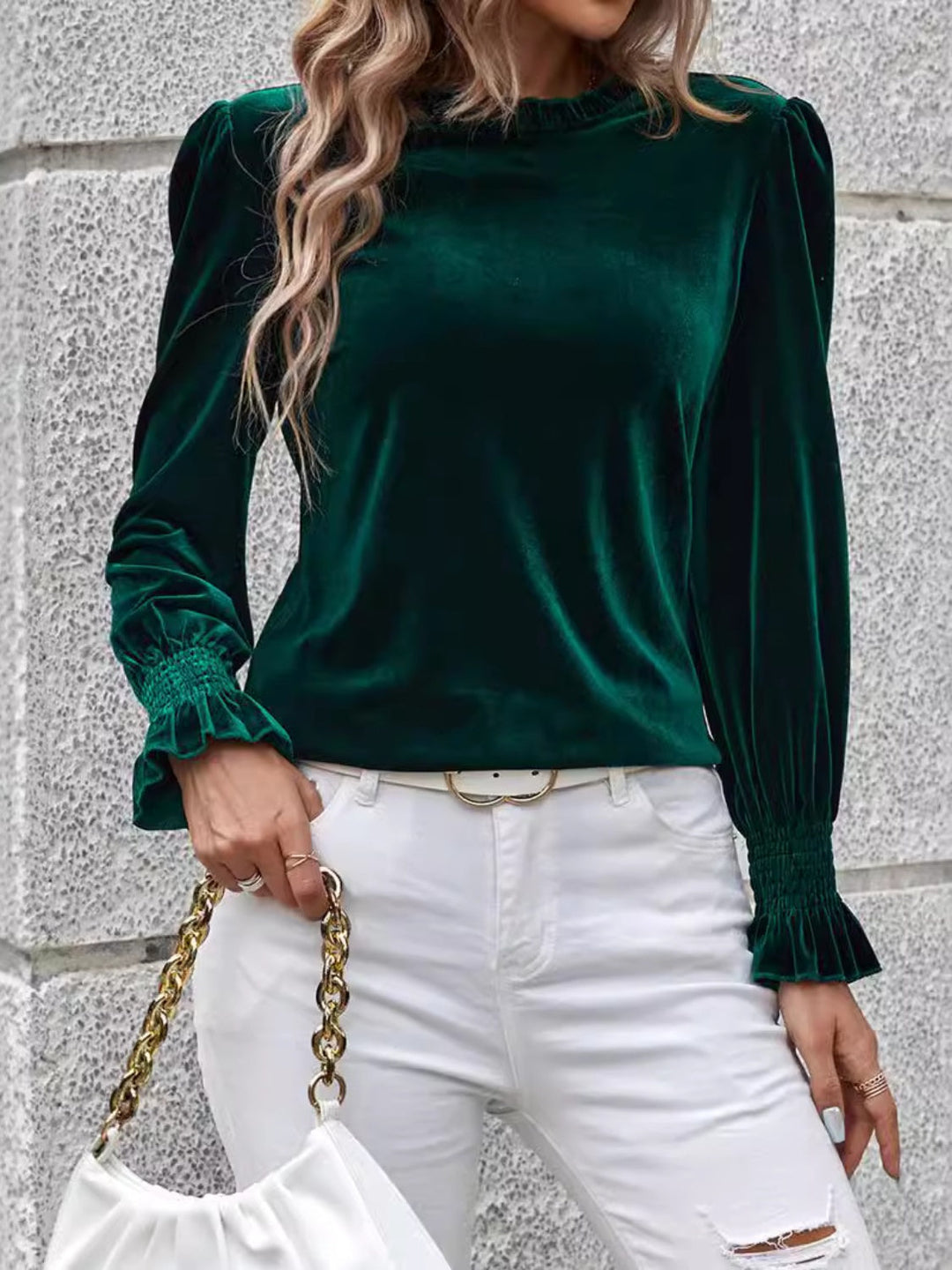 Levoire | Lovelet Col rond Manches en velours Blouse