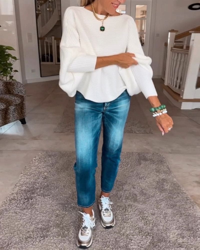 Levoire | Pull Élégant Avec Col Large Et Manches Bouffantes