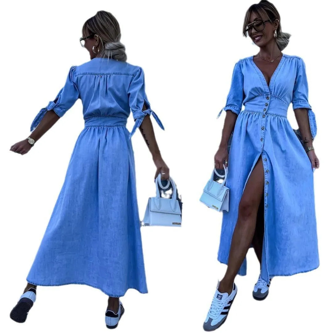 Levoire | Robe en denim à décolleté en V