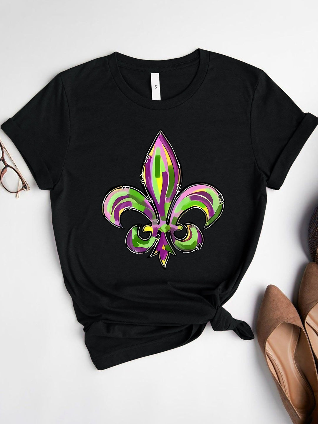 Levoire | Mardi Gras Graphique Col Rond Manches Courtes T-shirt Must