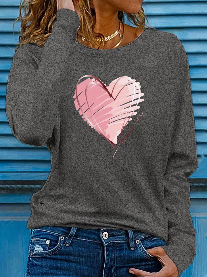 Levoire | T-shirt Manches Longues Imprimé Cœur et Amour Noir gris