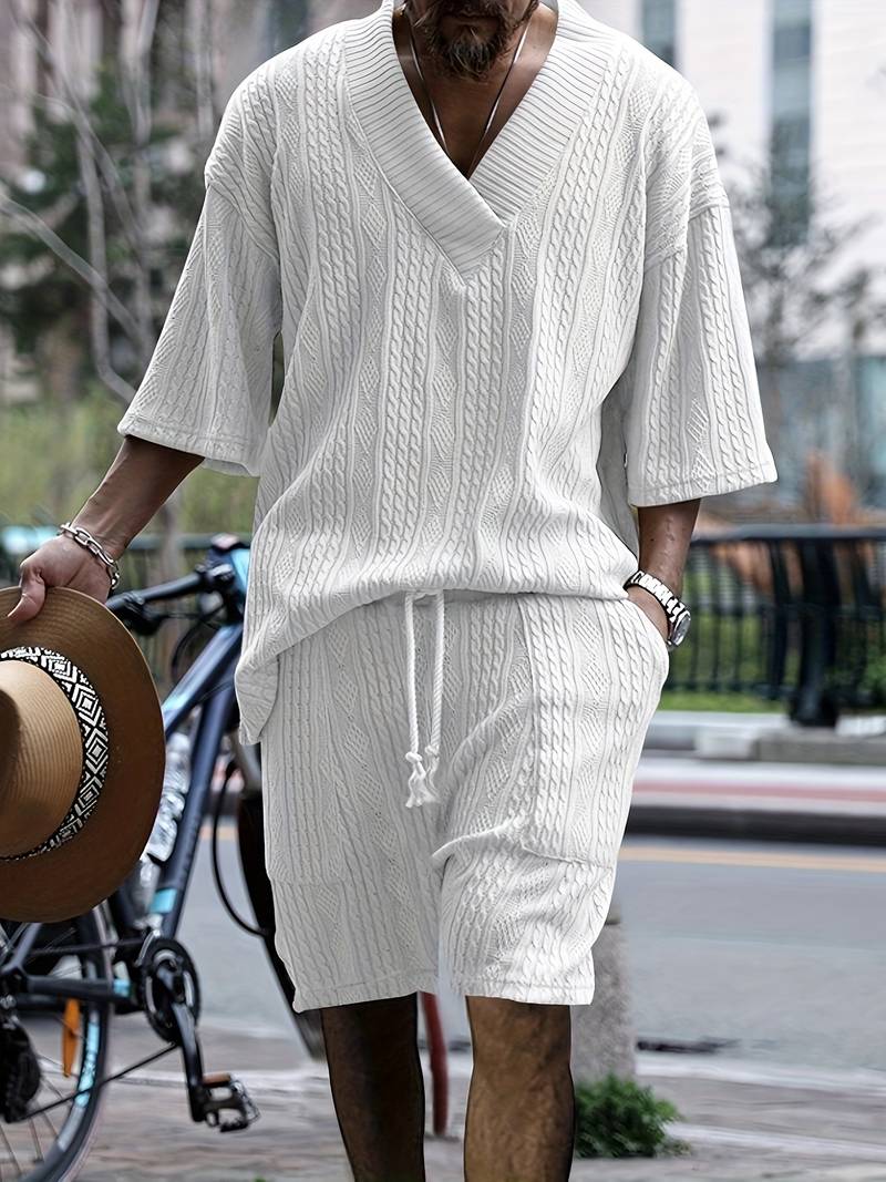 Levoire | Chemise Et Ensemble De Shorts Pour Hommes Blanc