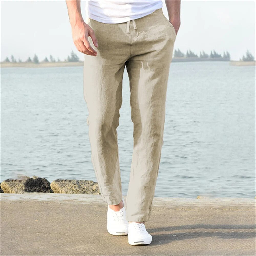 Levoire | Pantalon En Lin Léger Pour Homme Décontracté, Confortable & Respirant Khaki