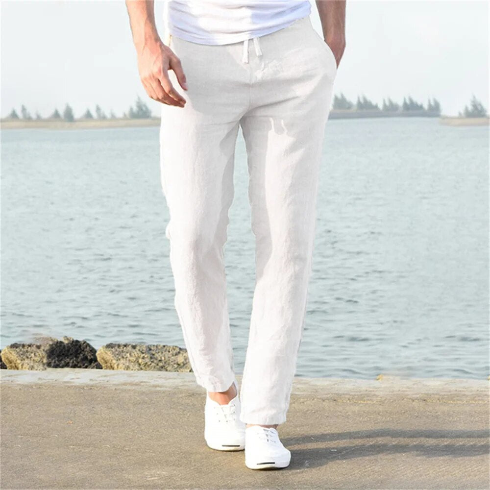 Levoire | Pantalon En Lin Léger Pour Homme Décontracté, Confortable & Respirant Blanc