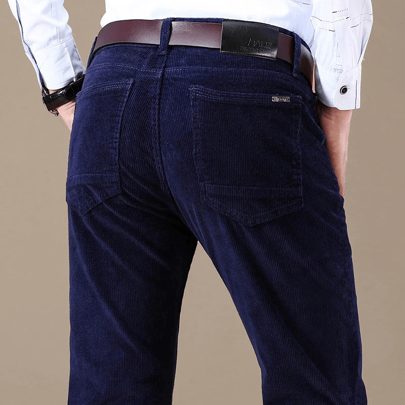 Levoire | Pantalon Velours Côtelé Élastique Homme Bleu foncé