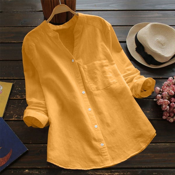 Levoire | Chemise En Coton-Lin Décontractée Et Ample Jaune