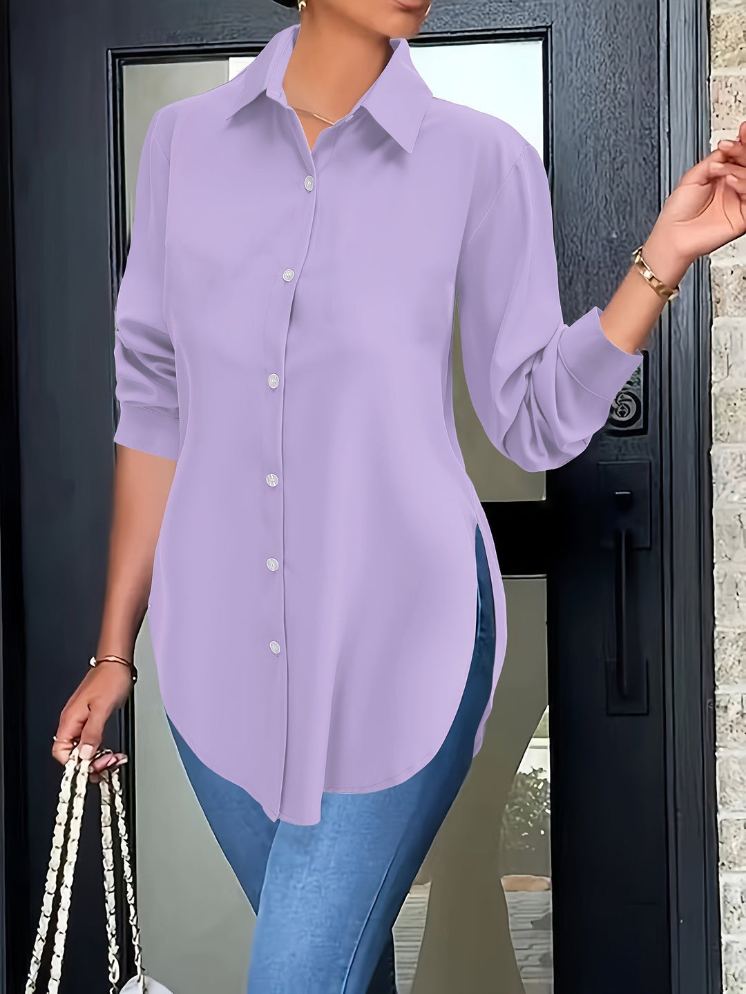 Levoire | Blouse Élégante Avec Fermeture À Boutons Et Manches Longues Lilas
