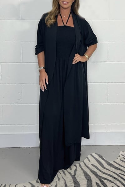 Levoire | Mode Ensemble 2 Pièces Femme Avec Sans Dos Et Pantalons Avec Jambe Vase Noir