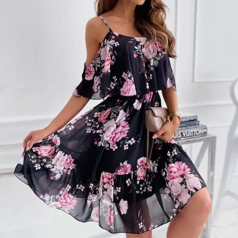 Levoire | Imprimé floral robe d'été avec des rubans décoratifs
