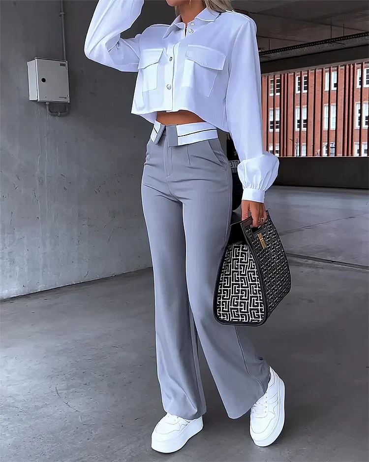 Levoire | Crop Top & Pantalon Largemonté Taille Haute Satz