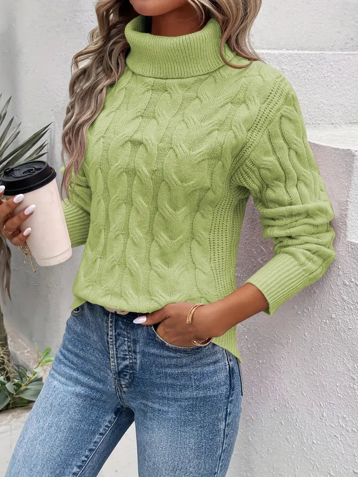 Levoire | Pull À Col Roulé En Tricot Torsadé Pour Femmes