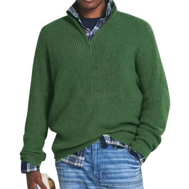 Levoire | Pull Homme En Tricot Avec Fermeture Éclair Vert