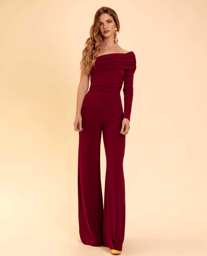 Levoire | Jumpsuit bordeaux épaule nue femme