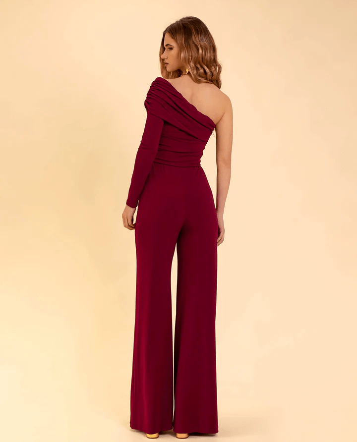Levoire | Jumpsuit bordeaux épaule nue femme