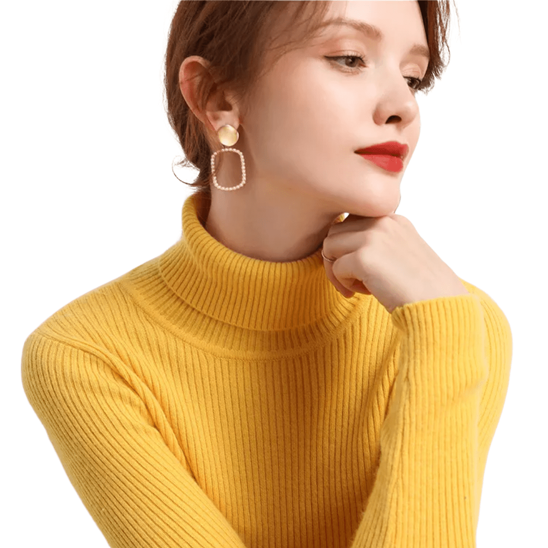 Levoire | Pull Col Roulé Luxe Femme Jaune