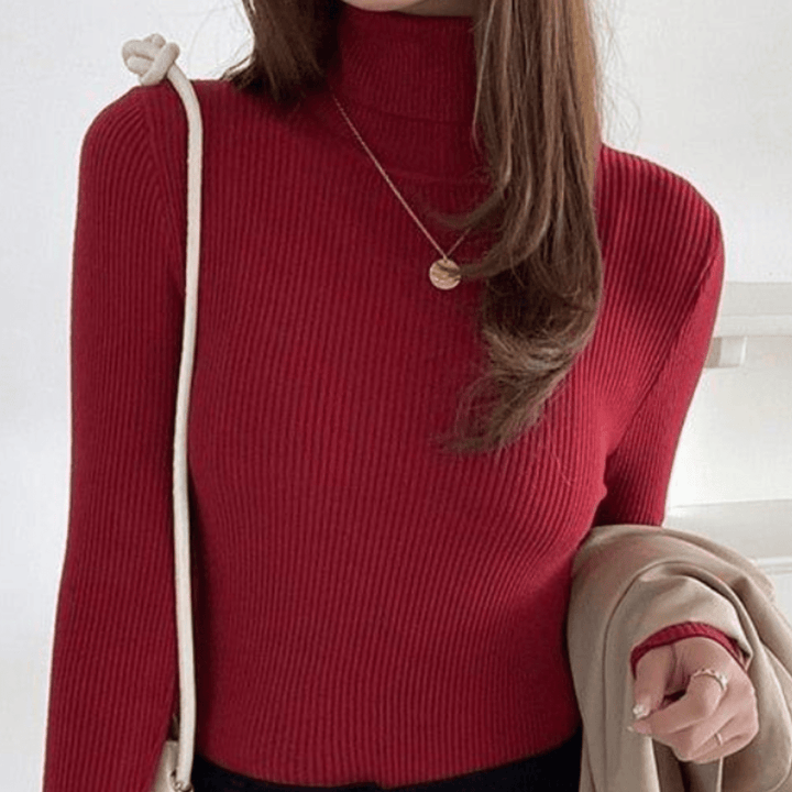 Levoire | Pull Col Roulé Luxe Femme Rouge vin
