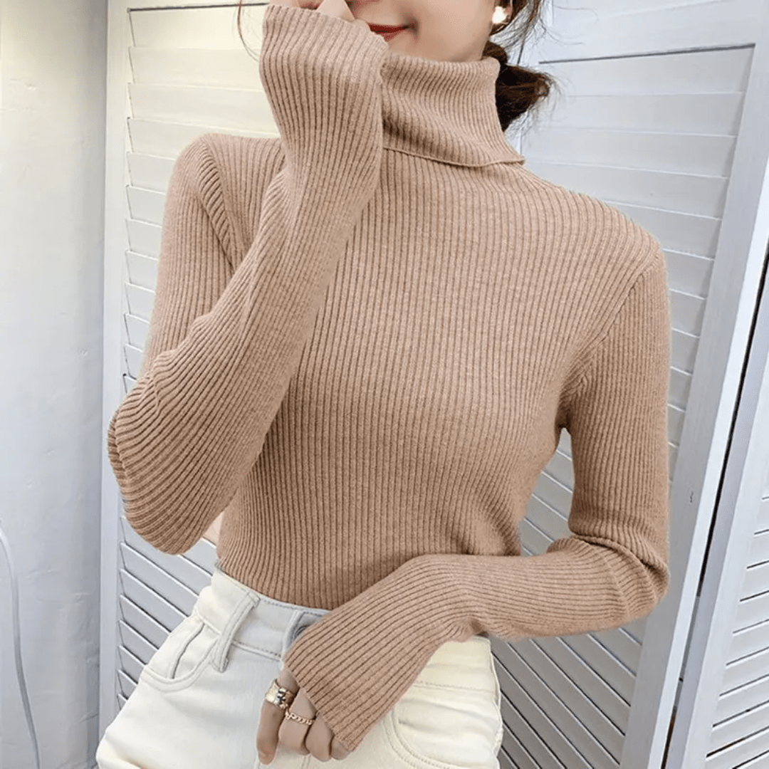 Levoire | Pull Col Roulé Luxe Femme Kaki