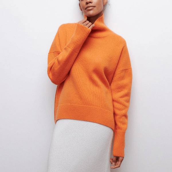 Levoire | Pull Col Roulé Stylé Femme Orange
