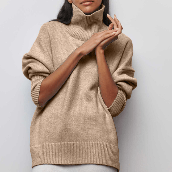 Levoire | Pull Col Roulé Stylé Femme Beige