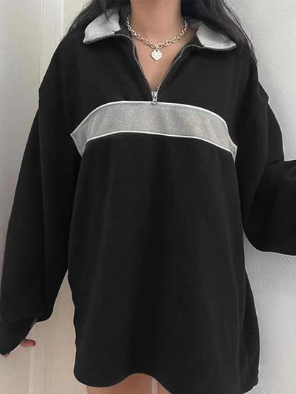 Levoire | Sweat-Shirt Mi-Zip En Polaire Patchwork Noir