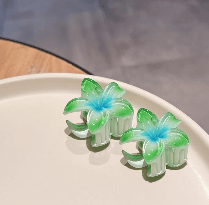 Levoire | Clips à cheveux fleuris tendance Vert (Petit 2X)