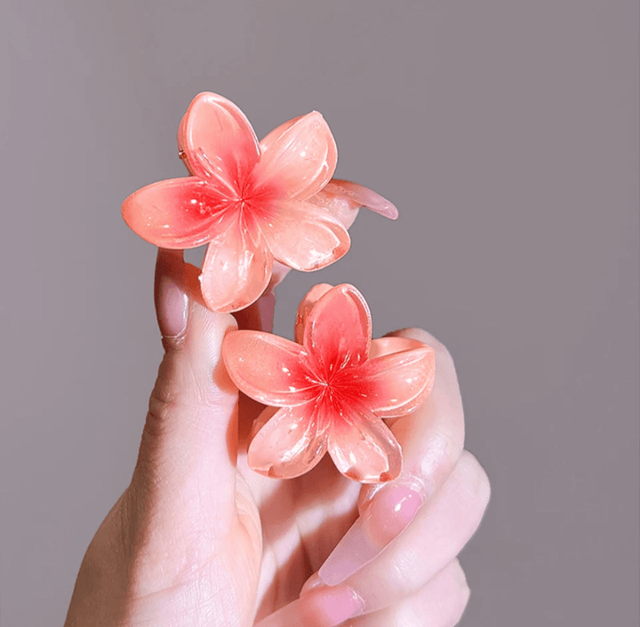 Levoire | Clips à cheveux fleuris tendance Orange (Petit 2X)