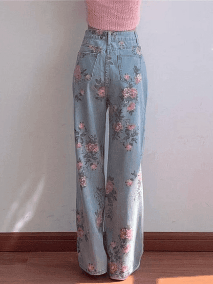 Levoire | Jean Boyfriend Taille Haute Blumen