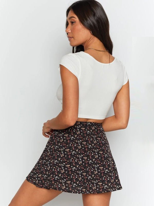 Levoire | Jupe florale taille haute jupe parasol fermeture éclair invisible jupe en chiffon imprimée pour femmes
