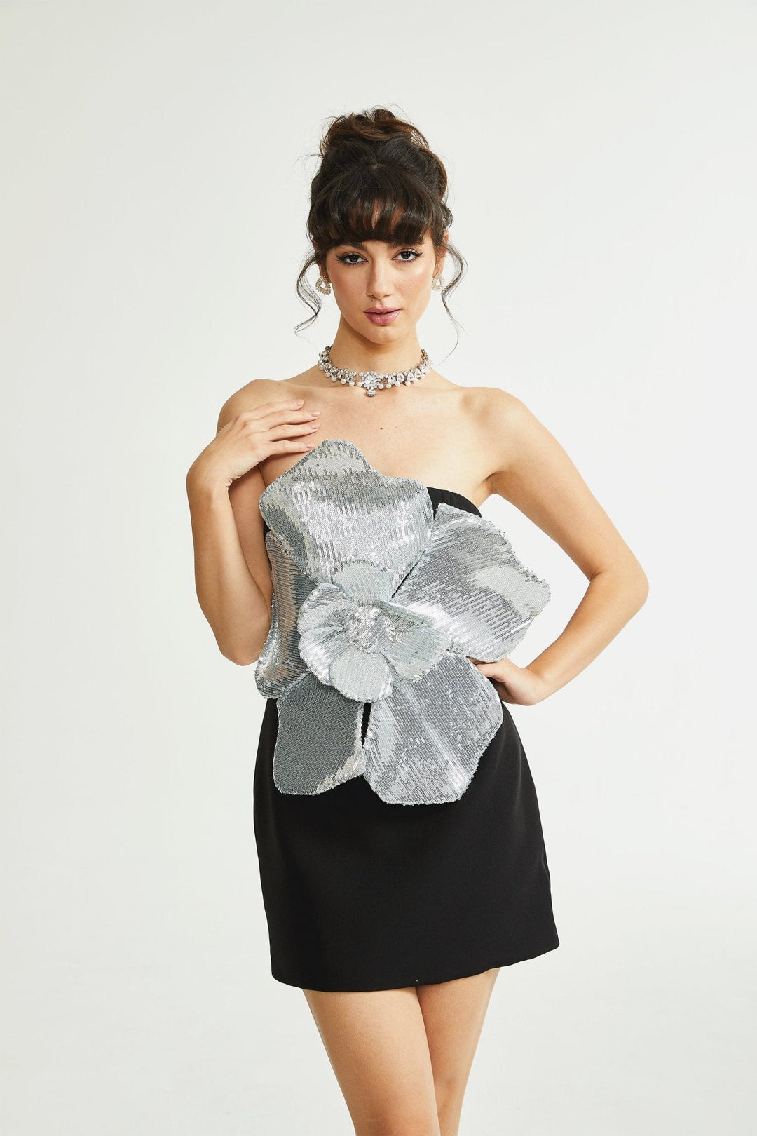 Levoire | Fausse Fleur Mini Robe Noir