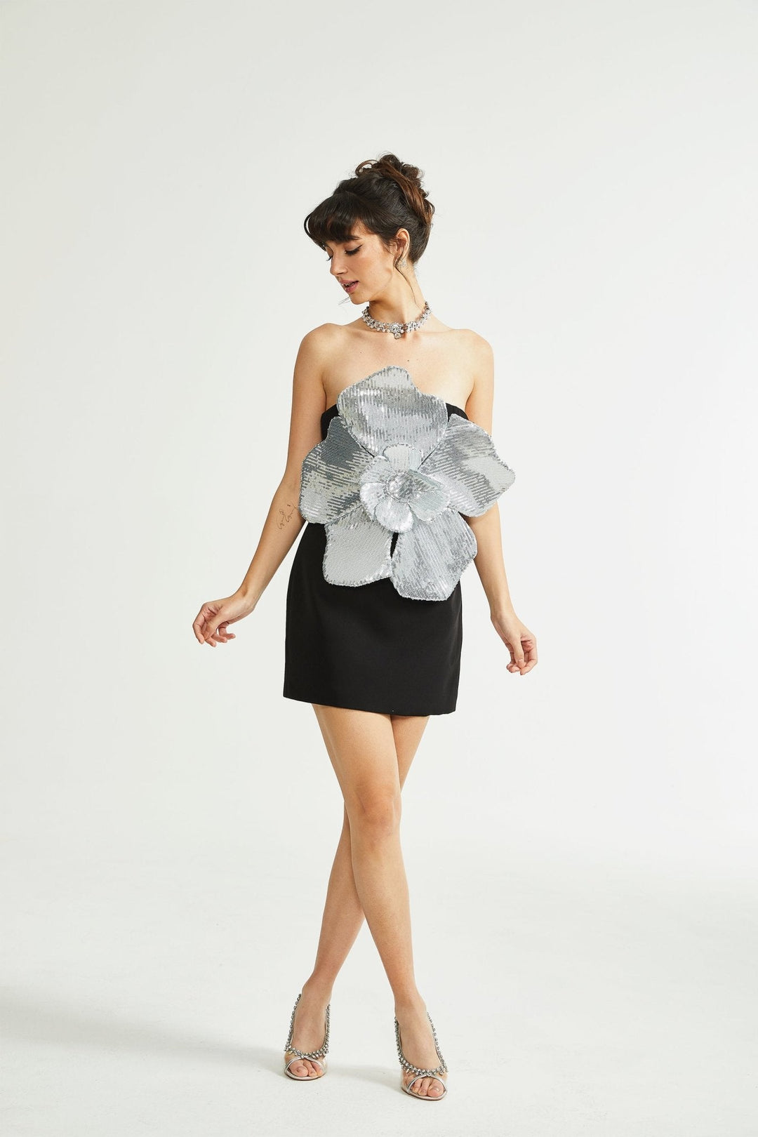 Levoire | Fausse Fleur Mini Robe Noir