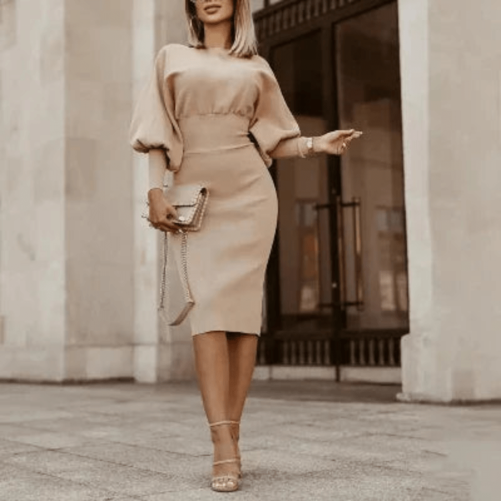 Levoire | Robe doudoune Femme Robe avec manches bouffantes Beige